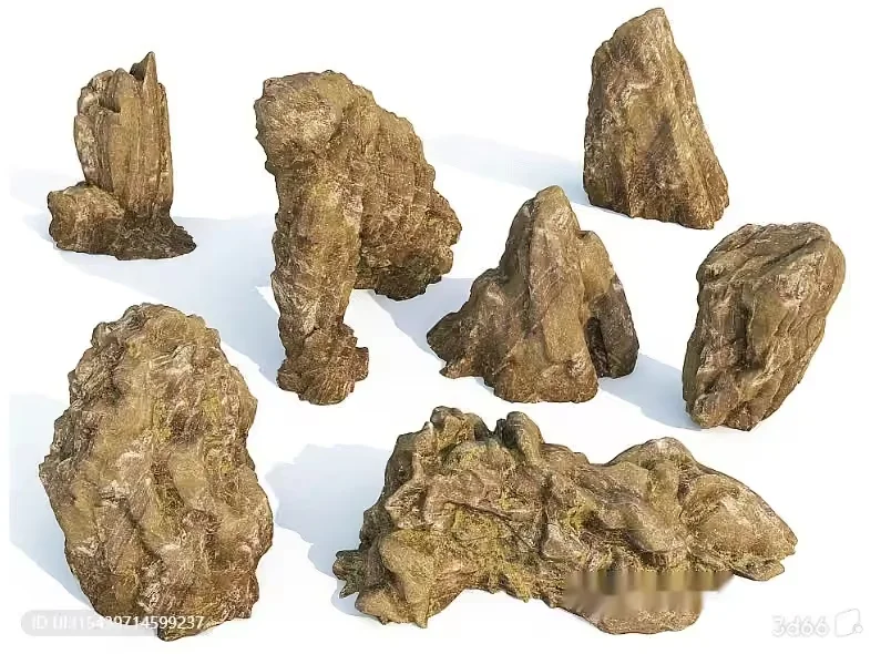 Rocks With A Rough Texture 3D Model – 2718 – VRAY Render
