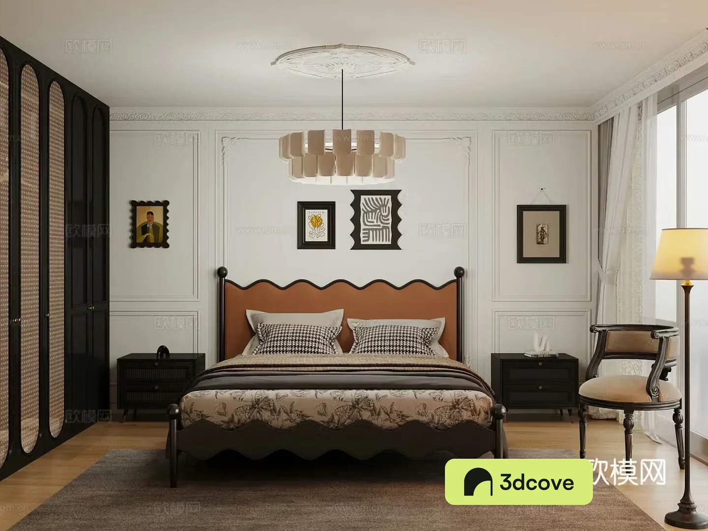 French bedroom master bedroom wardrobe bedside table decoration