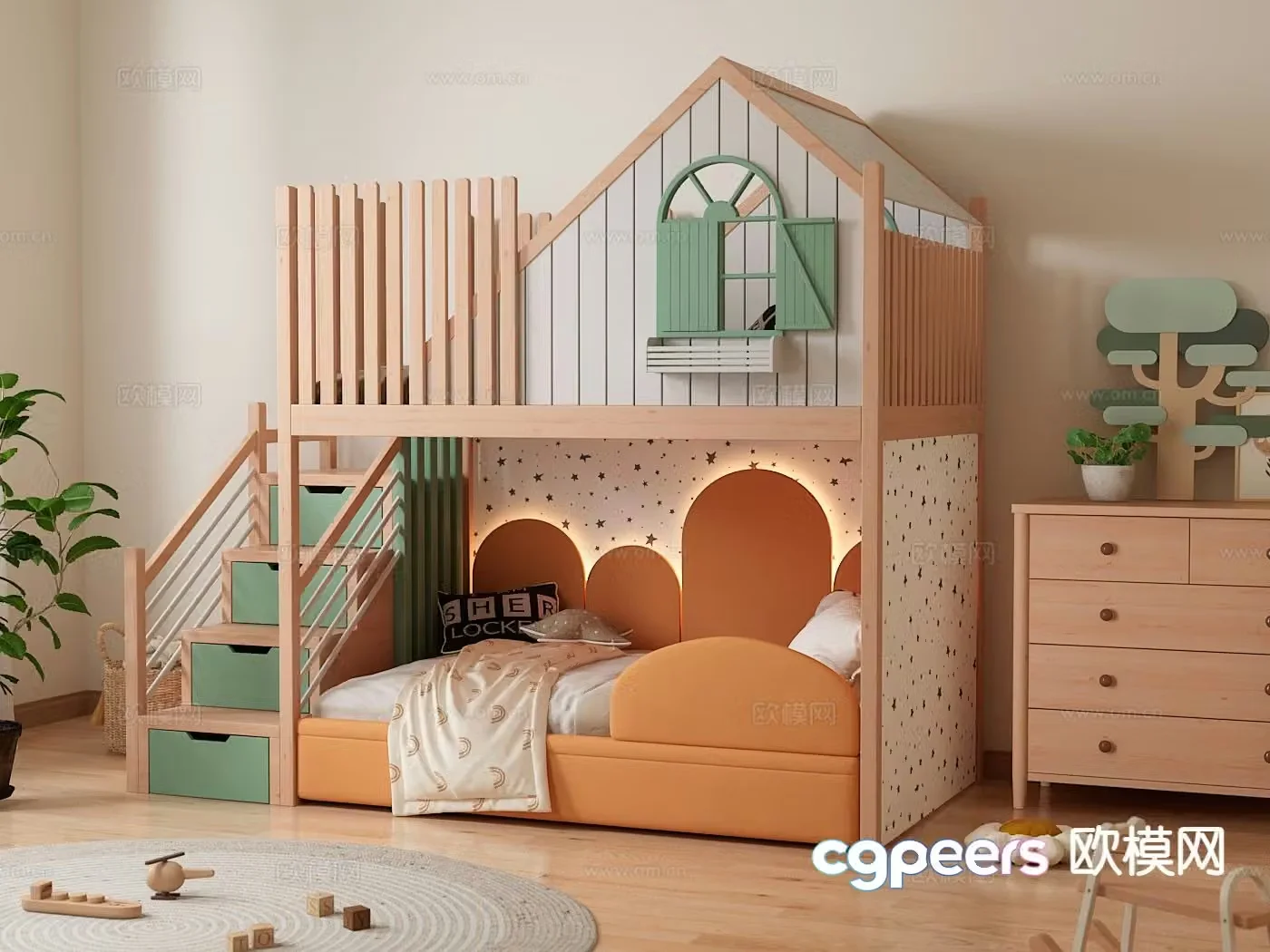 Modern children’s bed 3d model