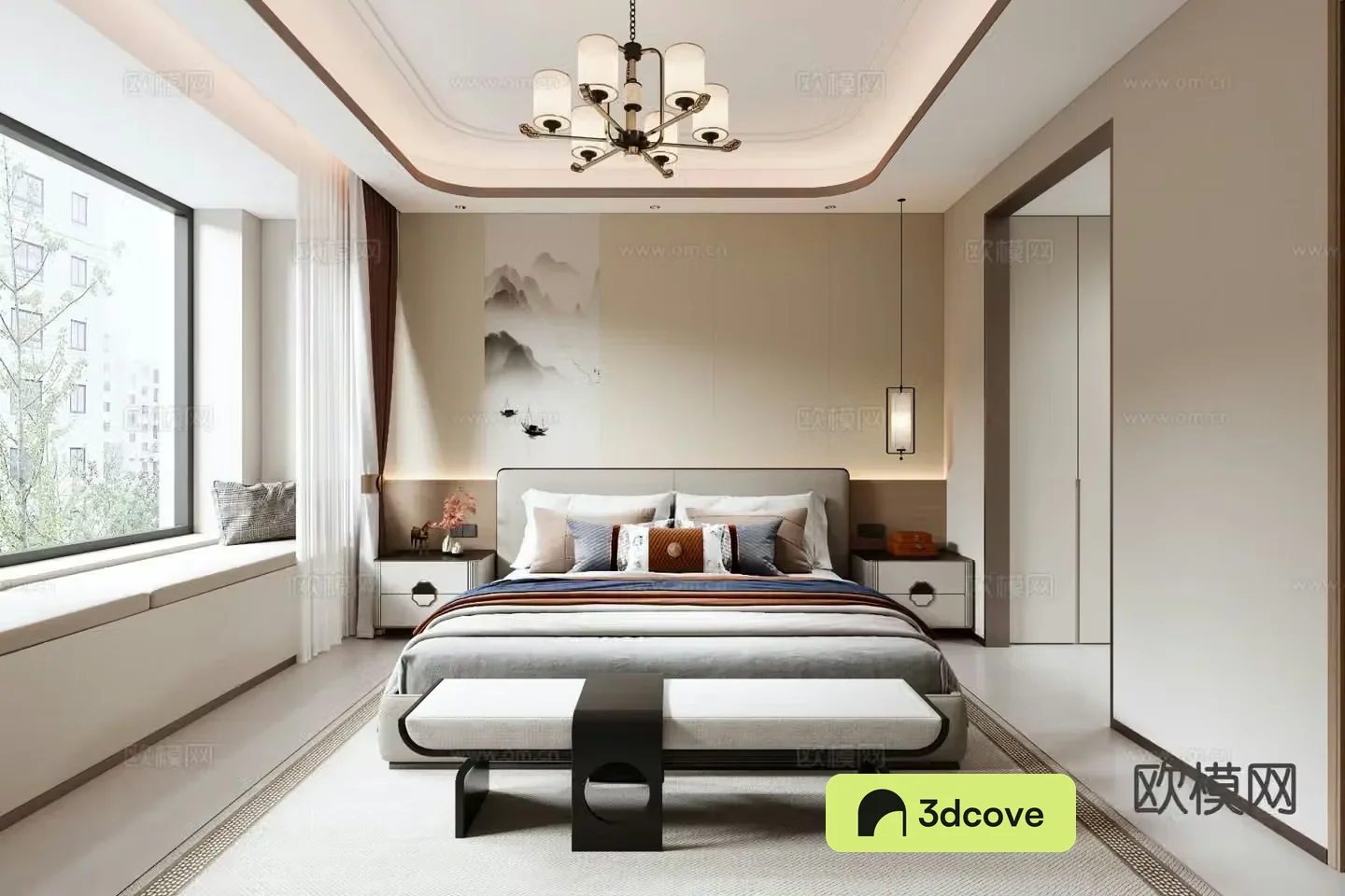 New Chinese style bedroom master bedroom elderly room