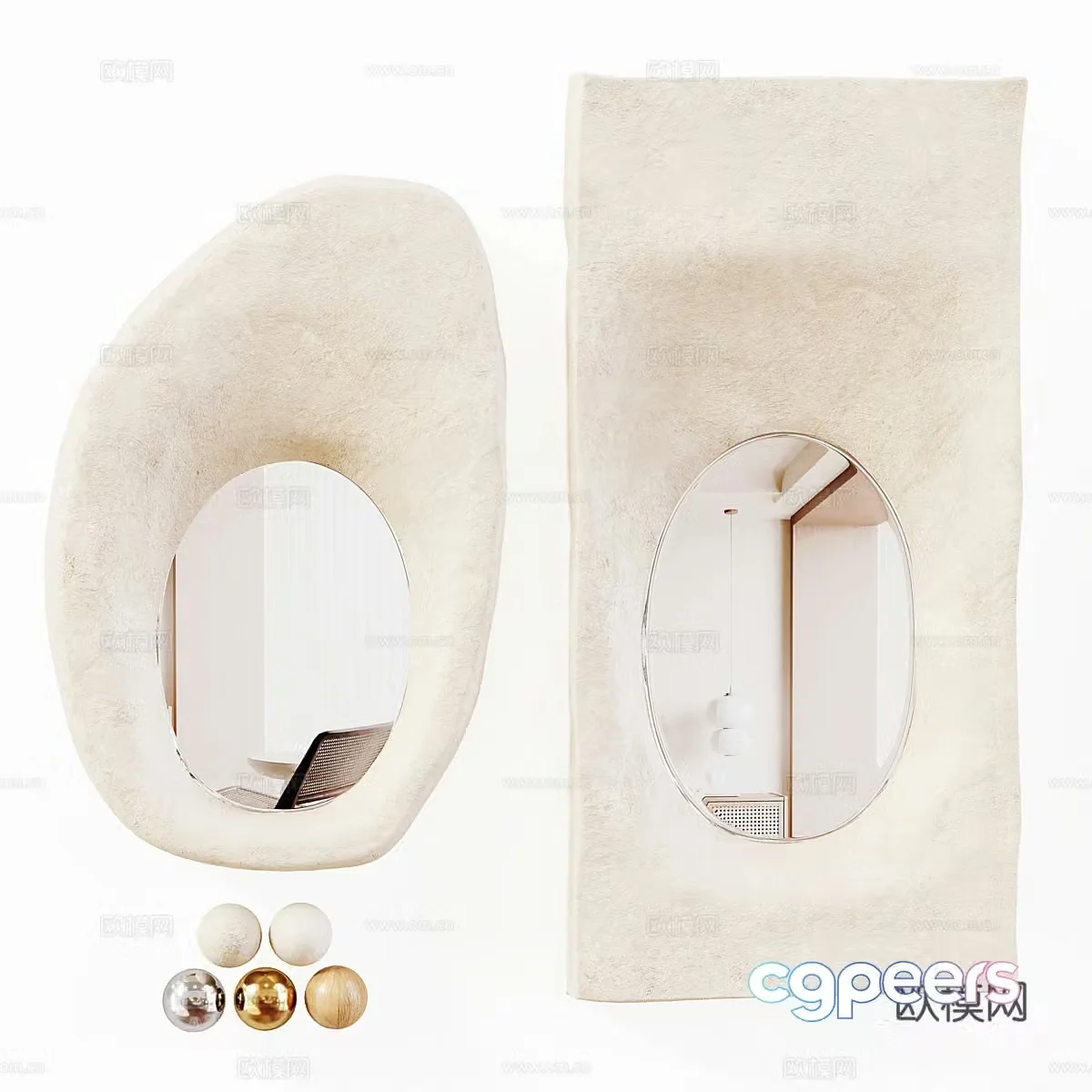 New Chinese style Wasabi decorative mirror 3D model