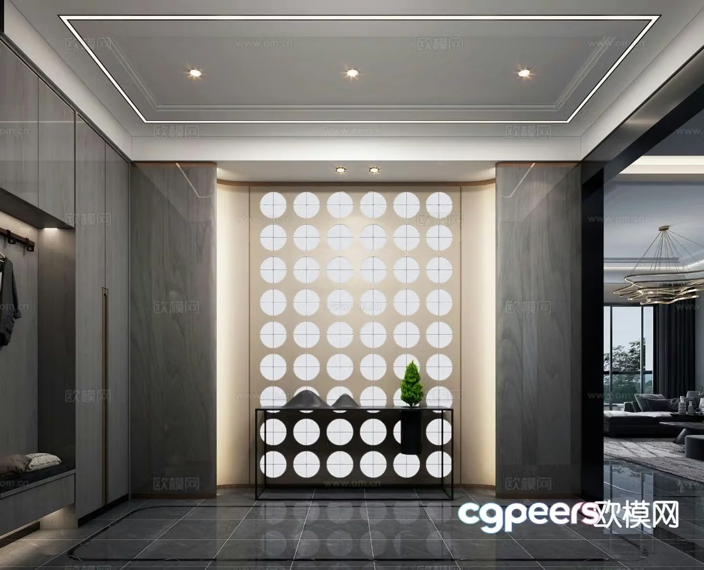 Light luxury entrance hall decorative entrance aisle 3D model