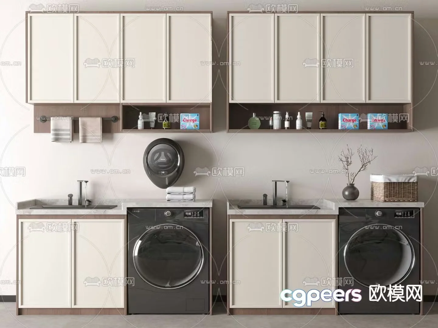 Balcony cabinet washing machine cabinet 3d model