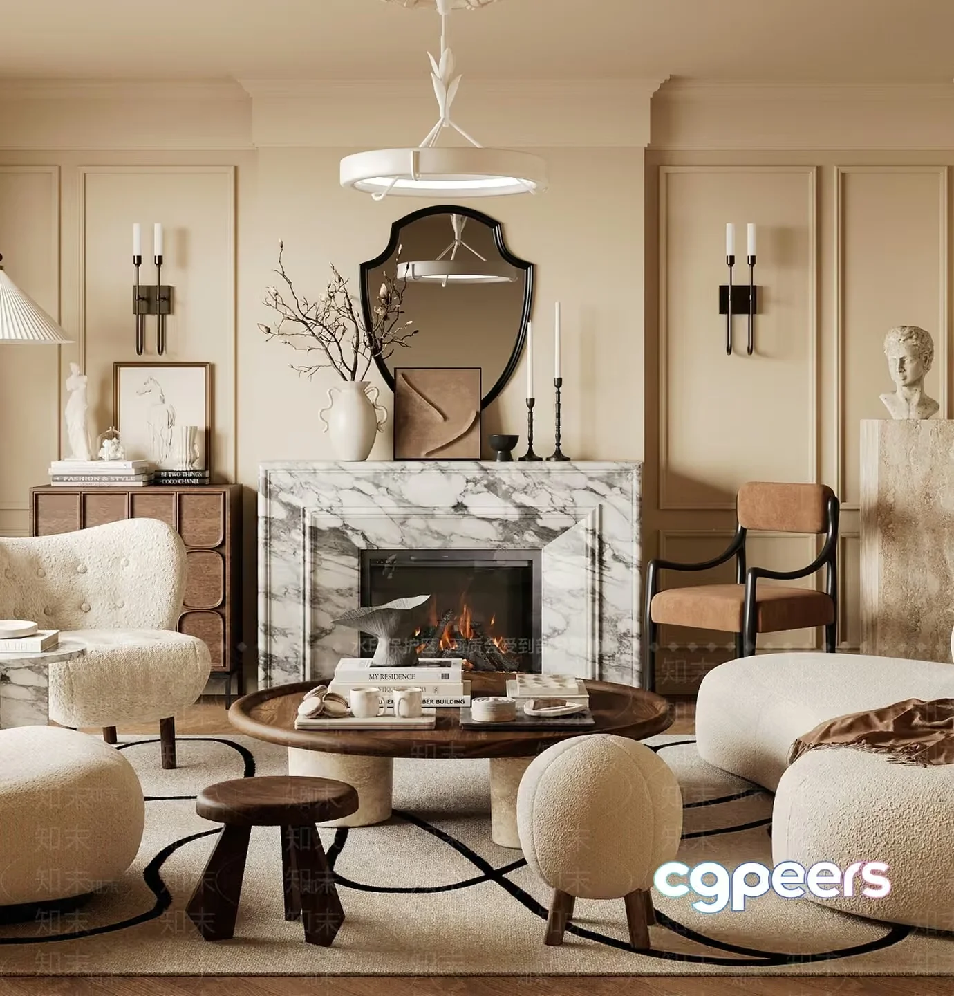 Modern Living Room 3D Model – 2465 – CORONA Render