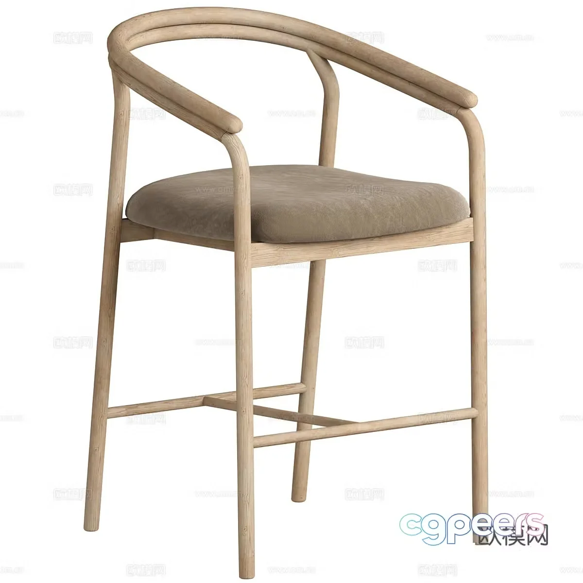 Log wooden bar chair bar stool fabric bar chair simple bar chair fabric bar stool art bar chair bar 3d model