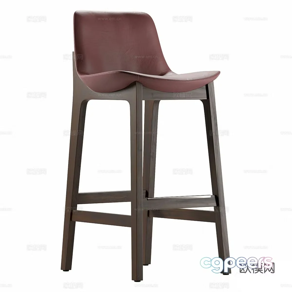 New Chinese wooden bar stool 3D model