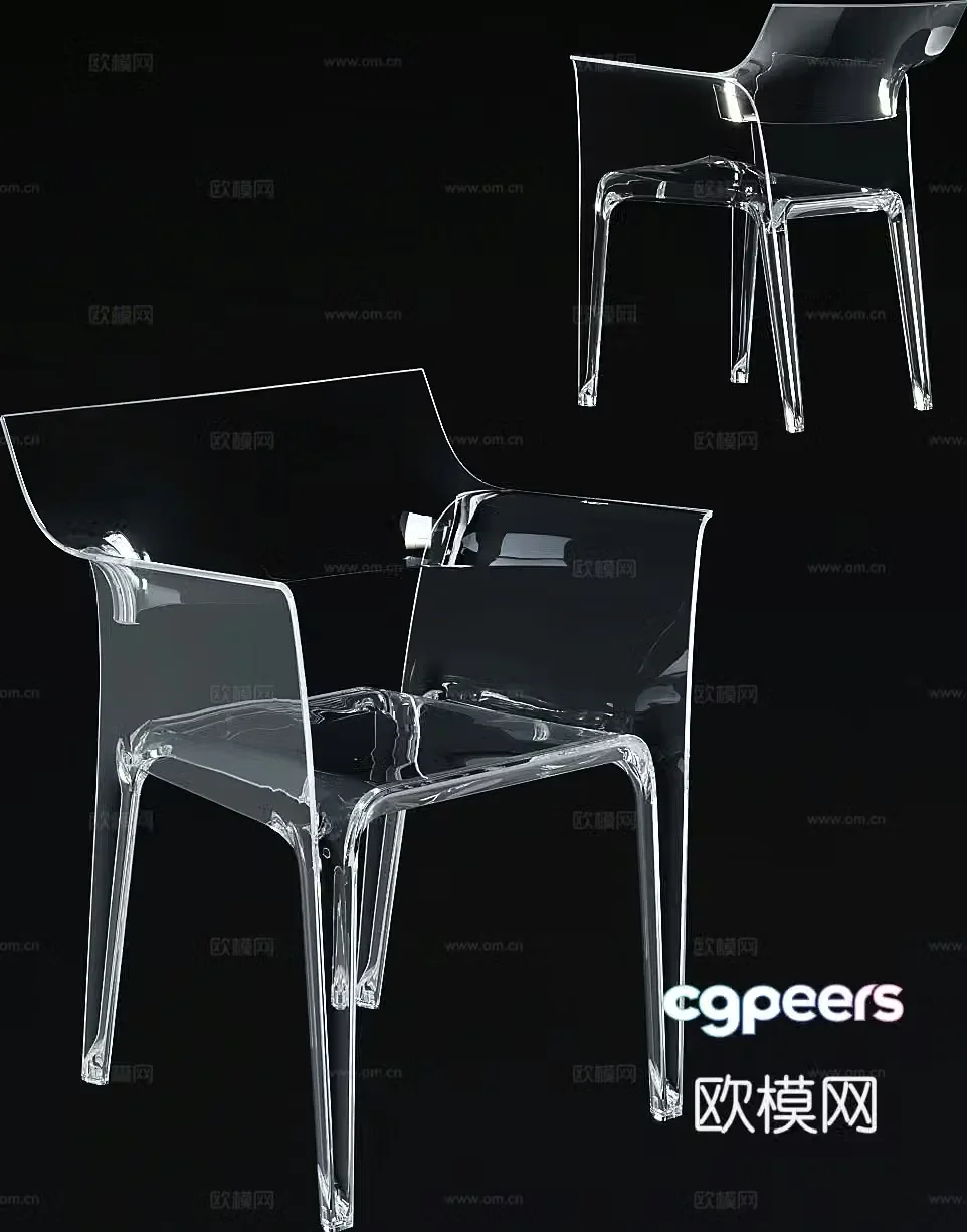 Modern acrylic chair single chair 3d model