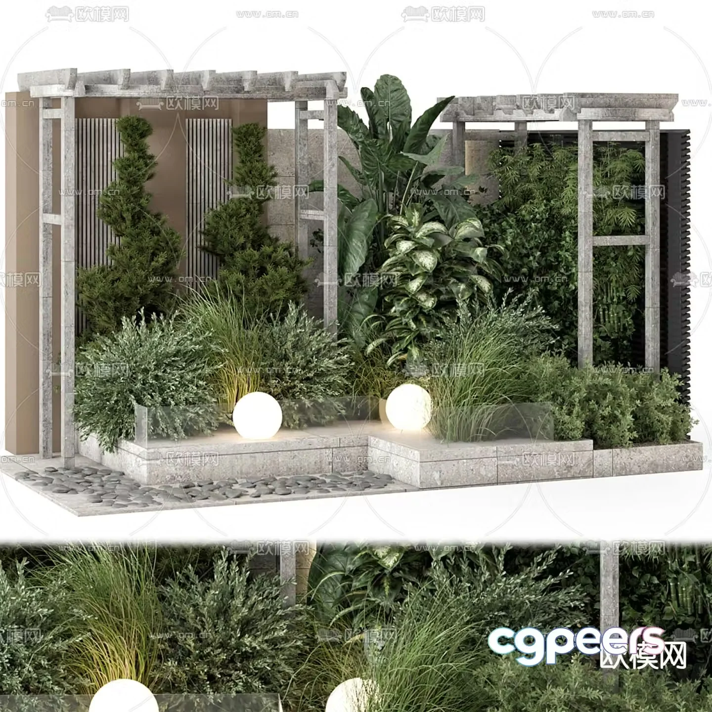 Outdoor flower bed flower box plant pile 3d model