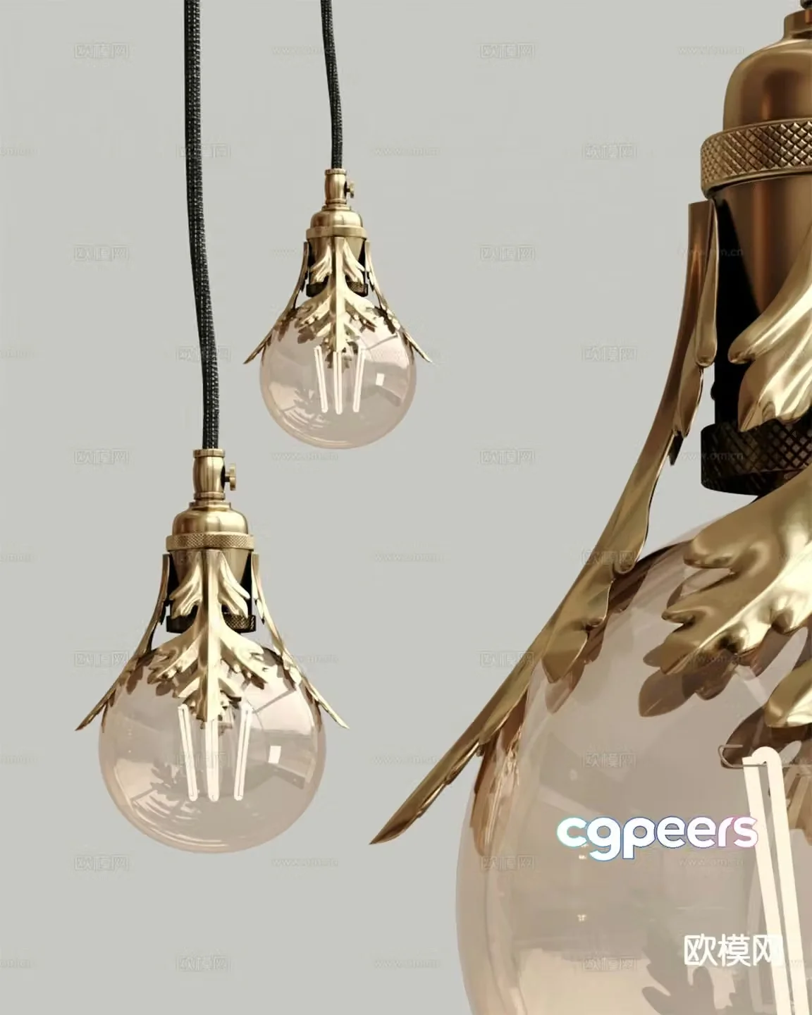 Modern metal chandelier 3d model
