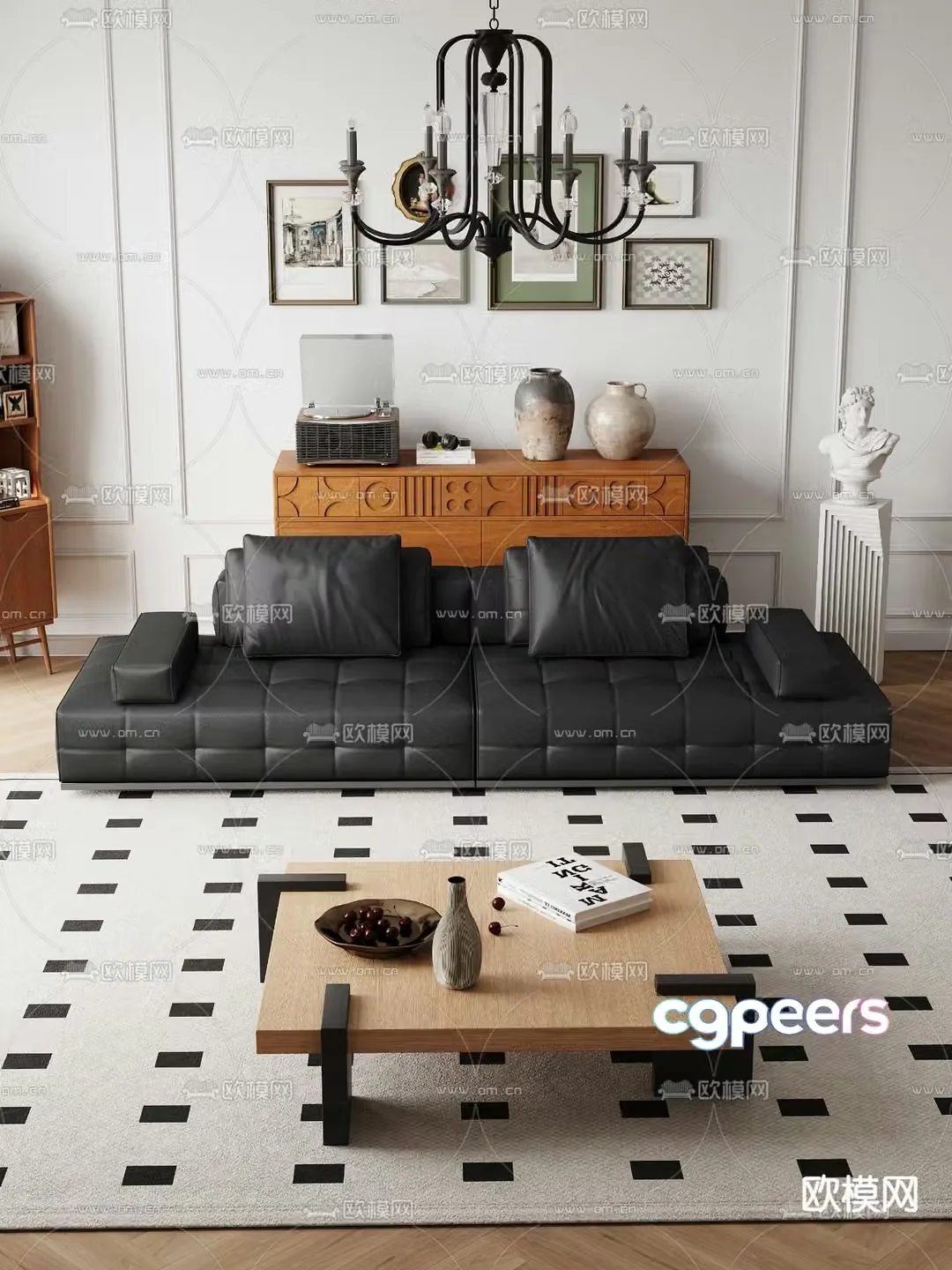leather sofa loveseat 3d model