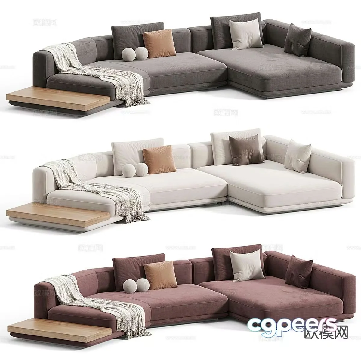 Modern corner sofa multi-person sofa 3d model