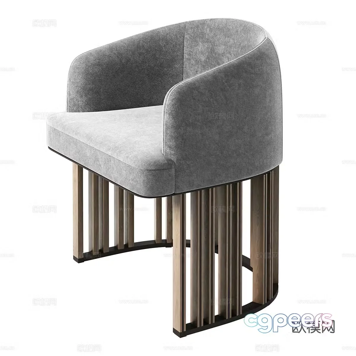 Modern Italian light luxury single chair 3D model
