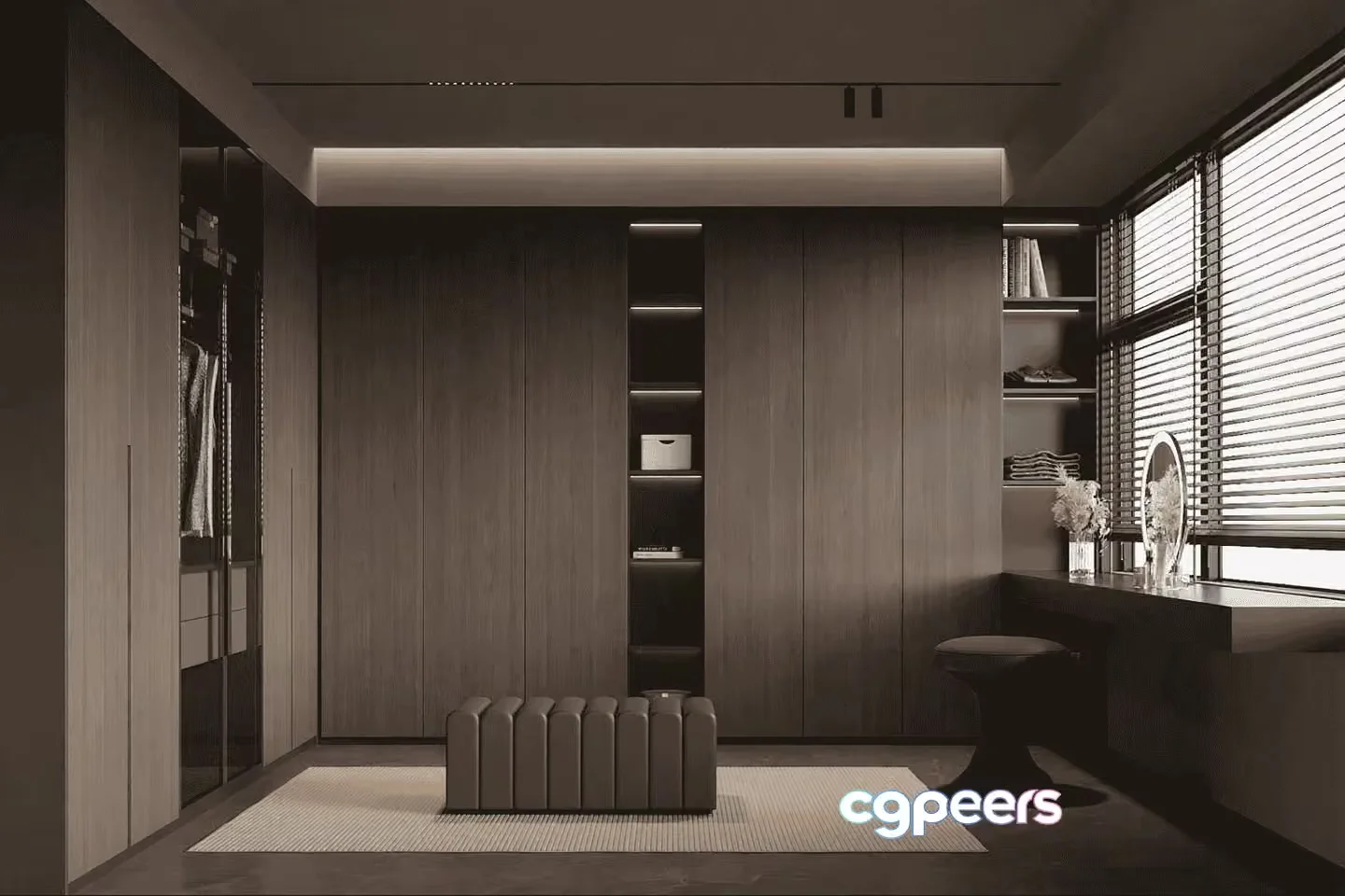 Modern Dark Wood Closet 3D Model – 14132 – VRAY Render