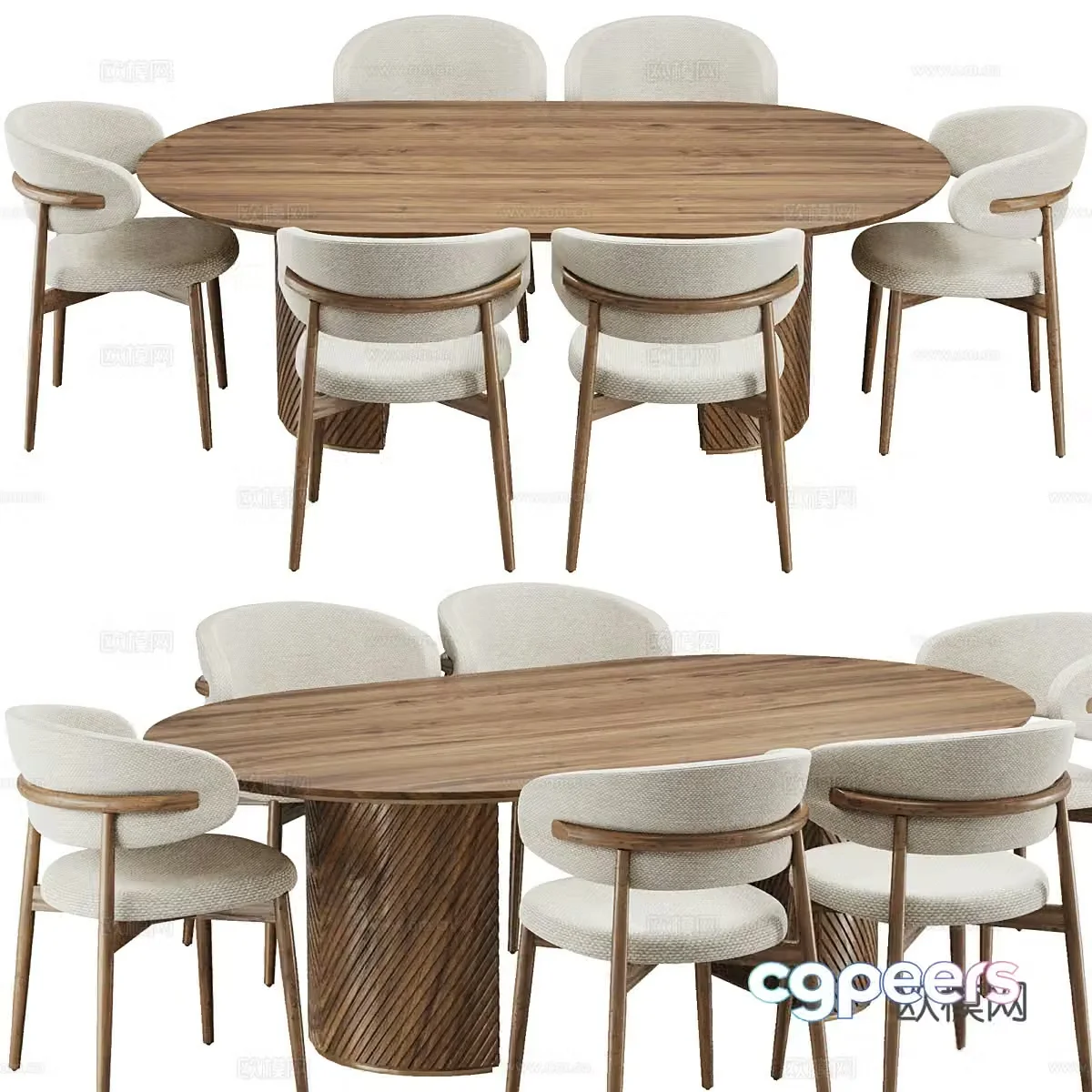New Chinese dining table and chair 3D model