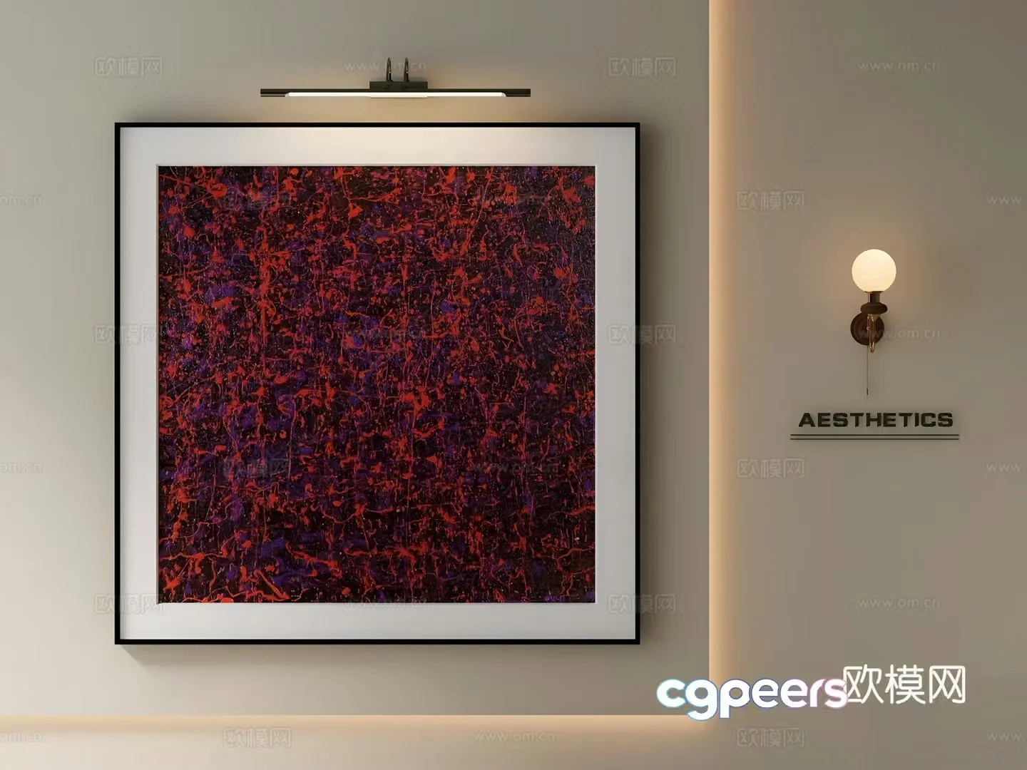Italian light luxury abstract hanging paintings Oil painting Light luxury hanging painting Texture painting Abstract painting Wall lamp 3D model
