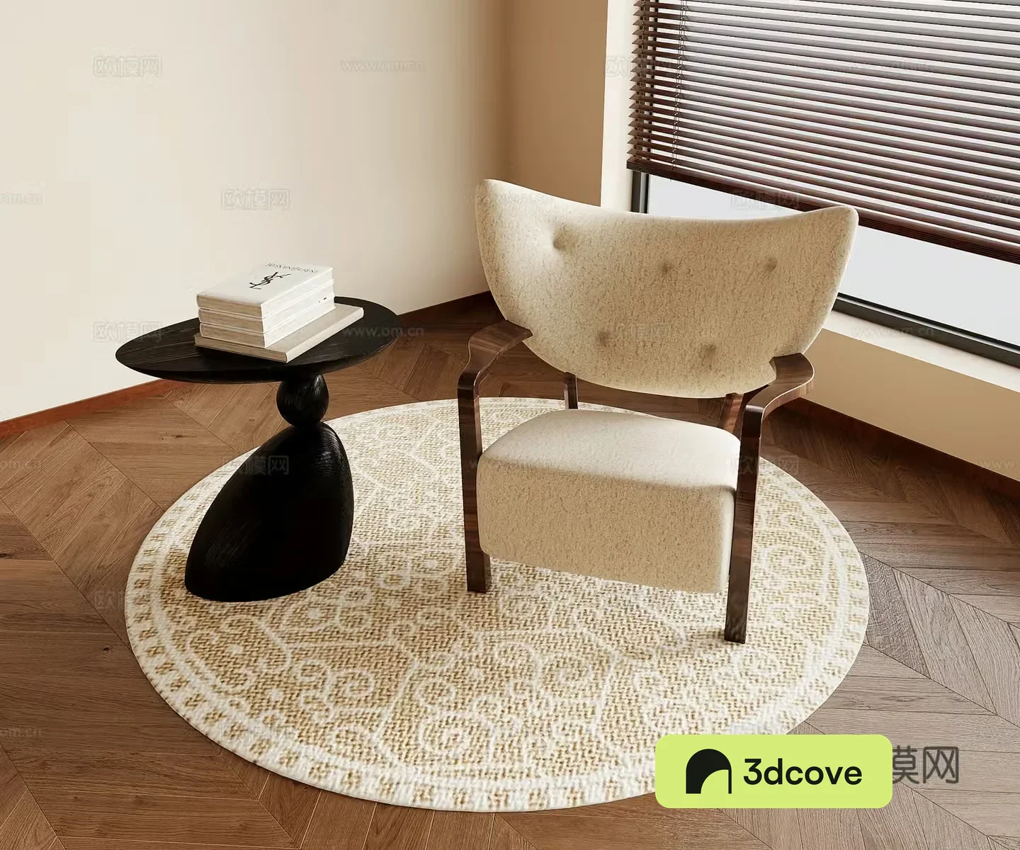 Medium style leisure chair side 3D model