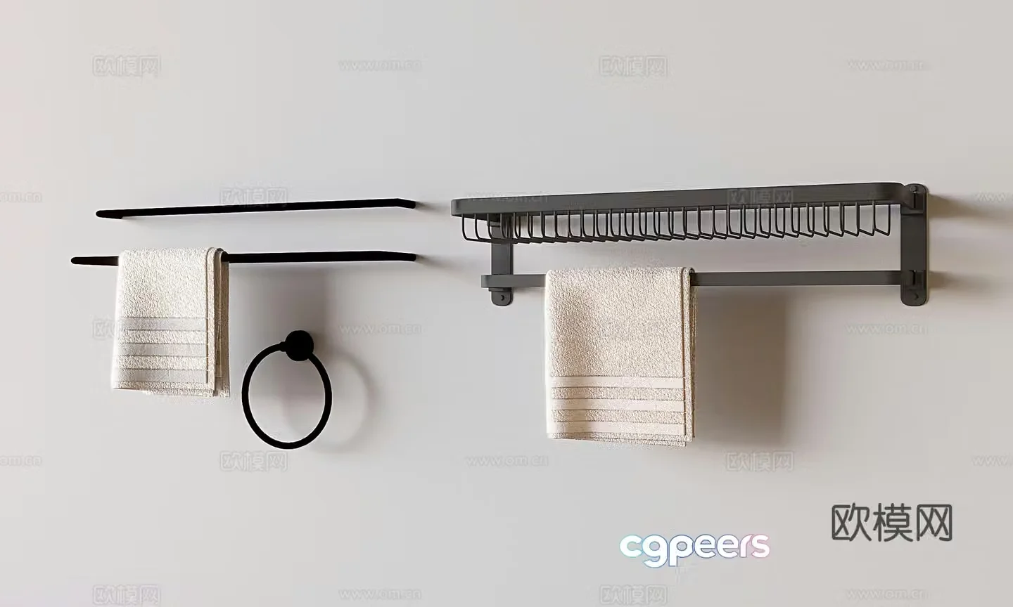 Towel bar towel ring bathroom shelf 3d model