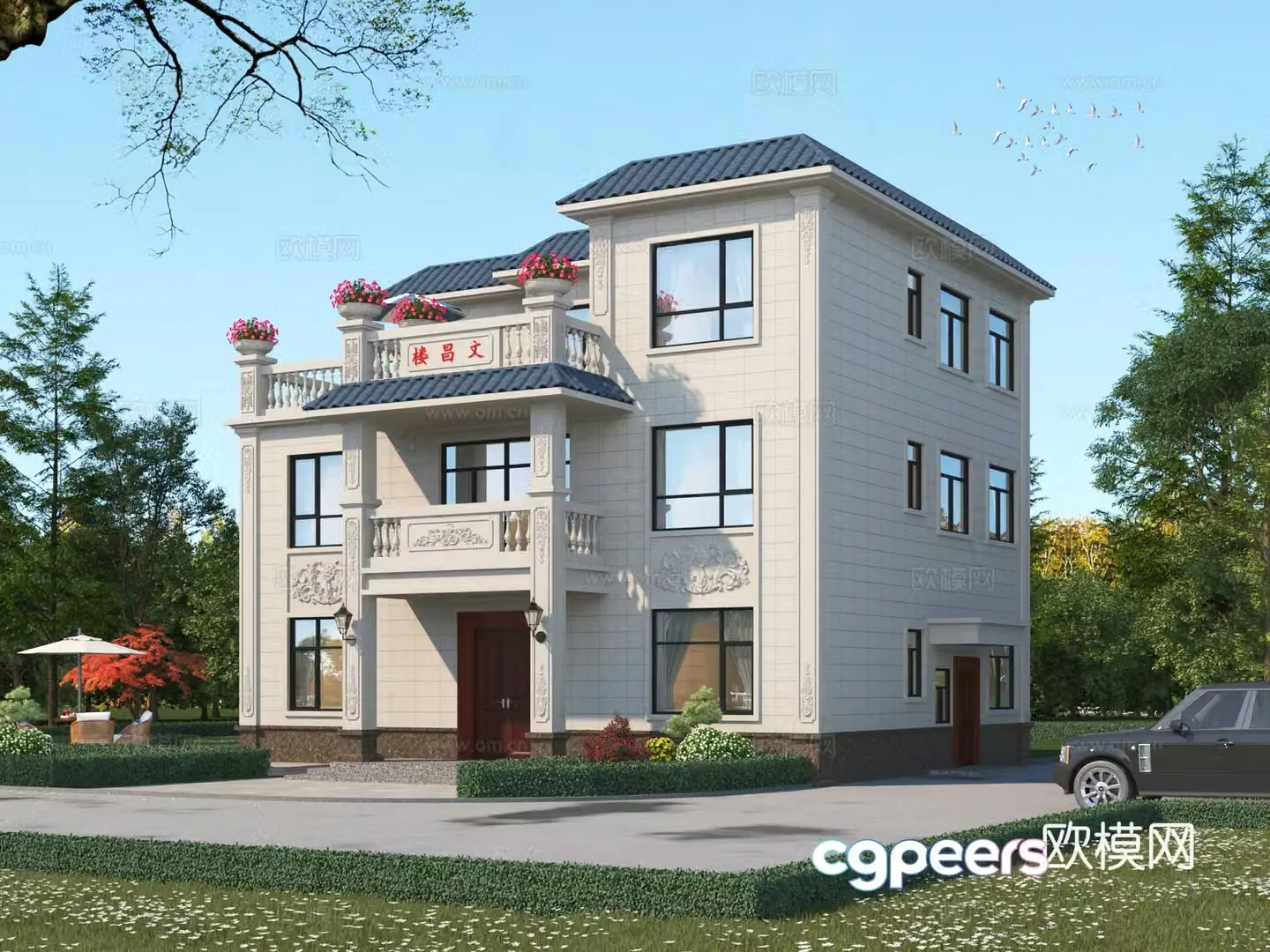 Simple European single-family villa European-style villa villa residential building small western-style building 3D model