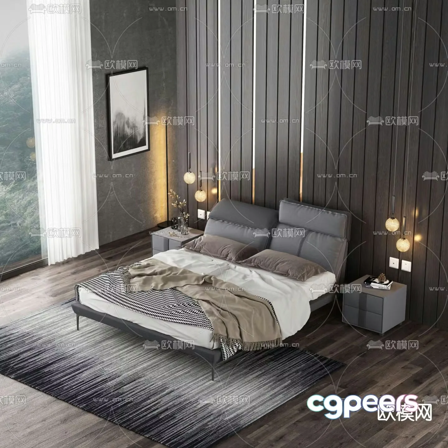 Double bed 3d model