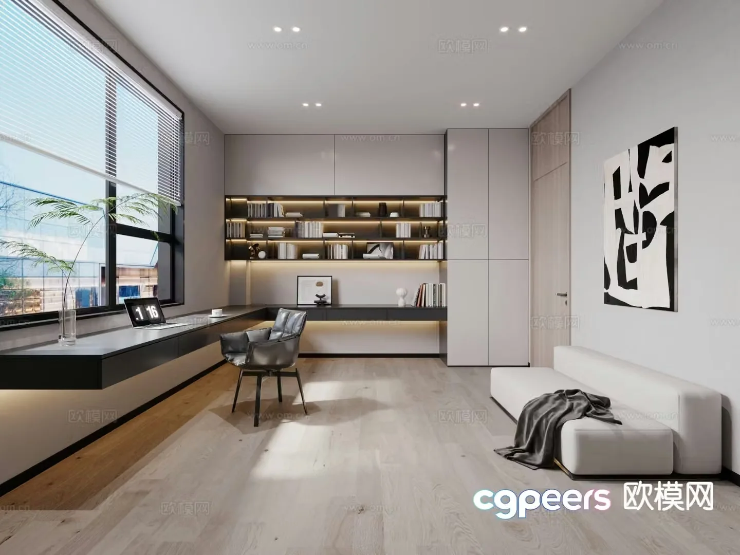 Modern minimalist study 3d model