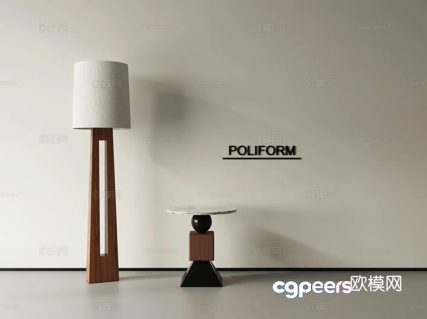 3D model of the medieval floor lamp side