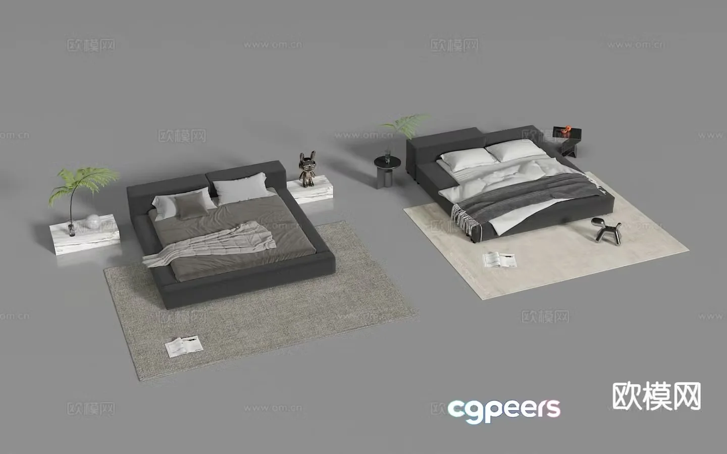 Modern double bed 3d model
