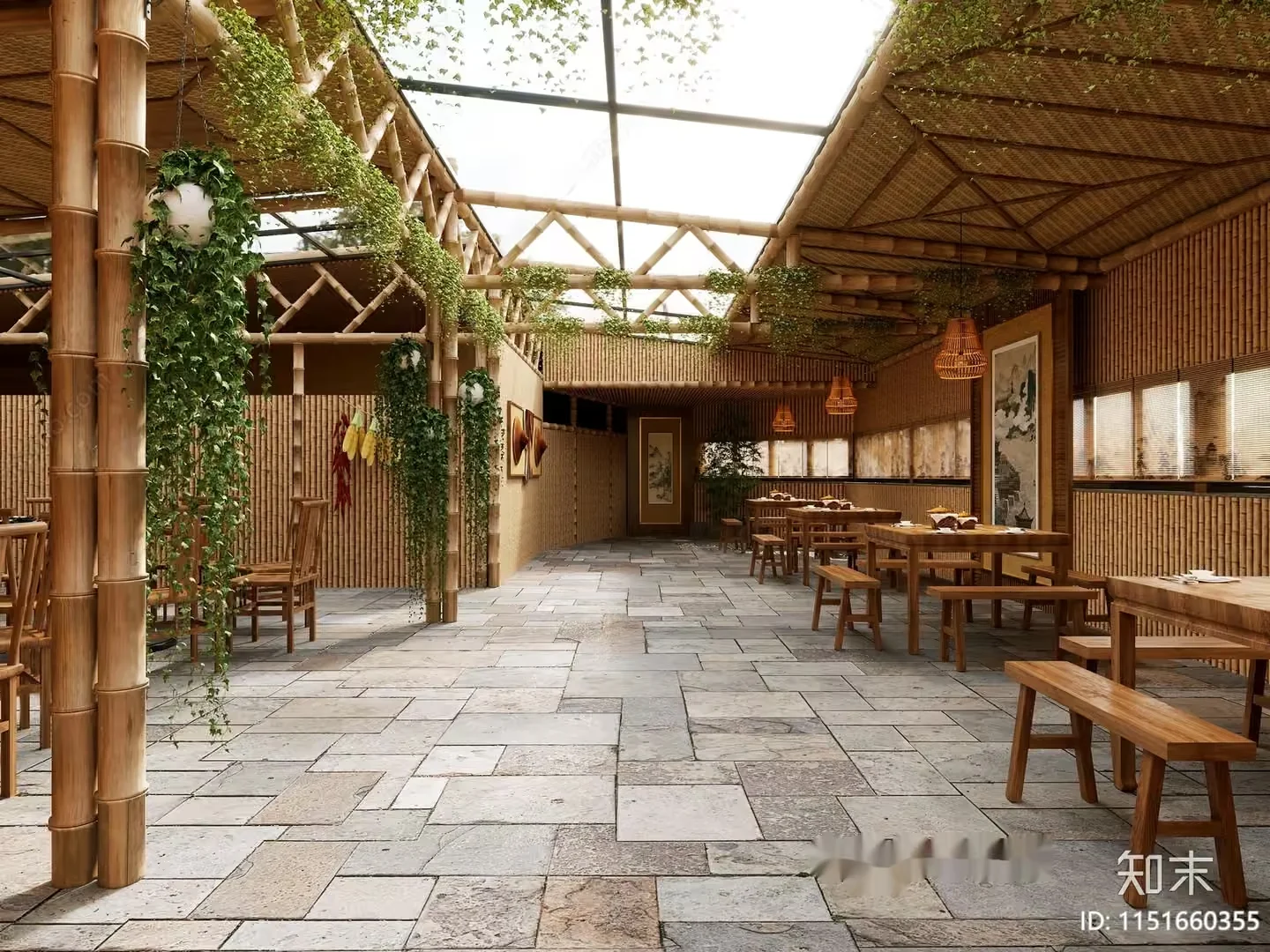 A Bamboo Restaurant 3D Model – 14976 – VRAY Render