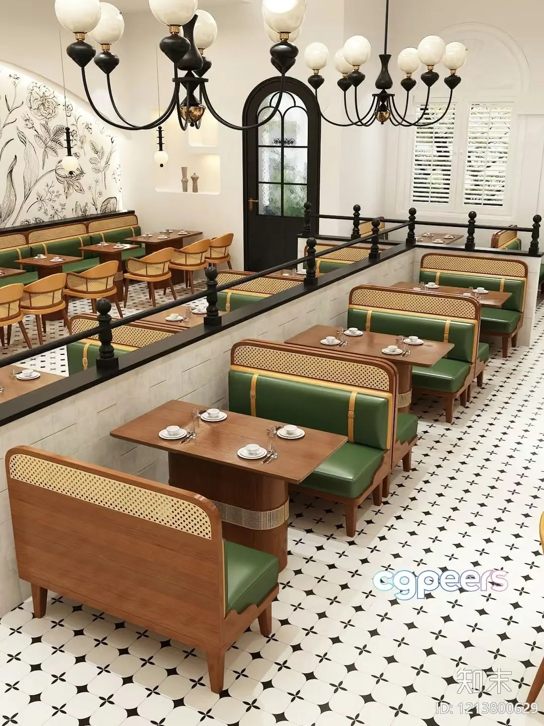Green And Brown Booth 3D Model – 10176 – VRAY Render