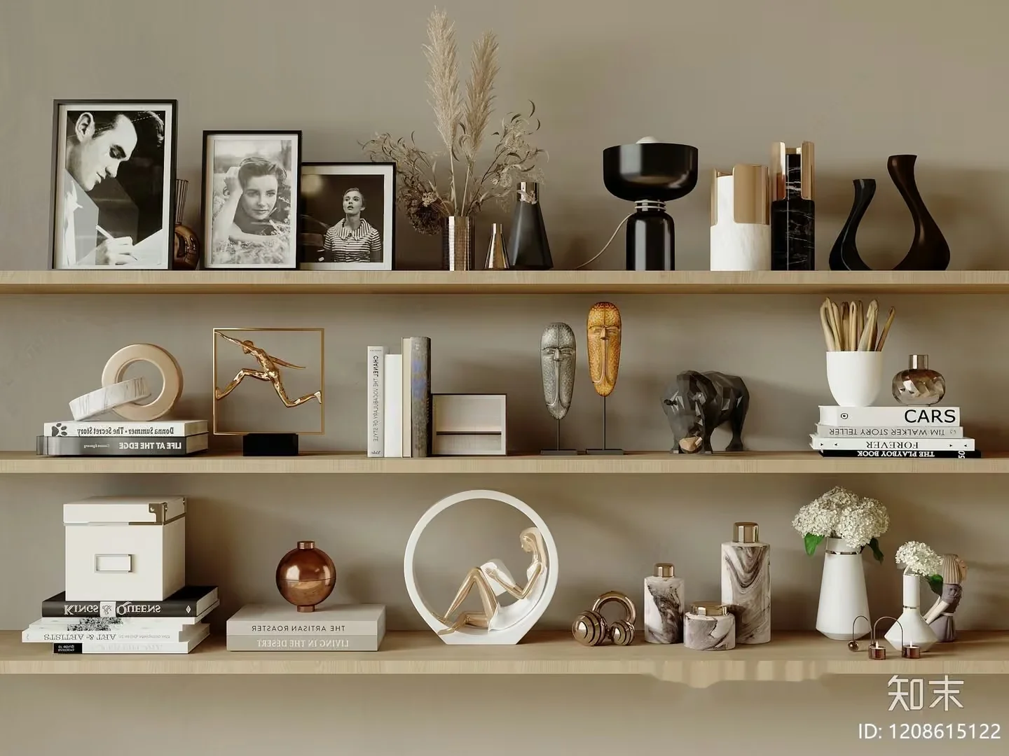 Modern Decorative Shelves 3D Model – 8493 – CORONA Render