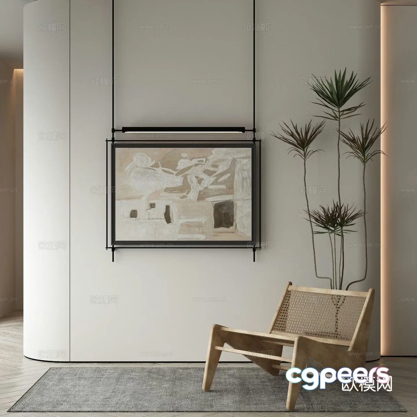 Modern decorative painting abstract oil painting 3d model