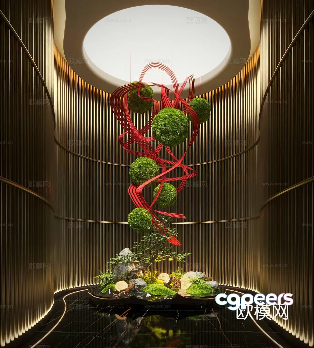 Modern aisle landscape Indoor landscape Plant landscaping Rattan plant installation 3D model