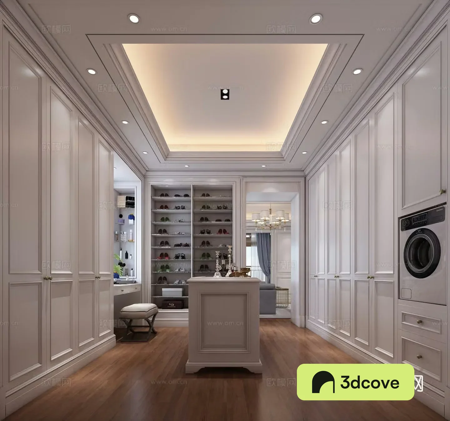 simplified European modern villa cloakroom