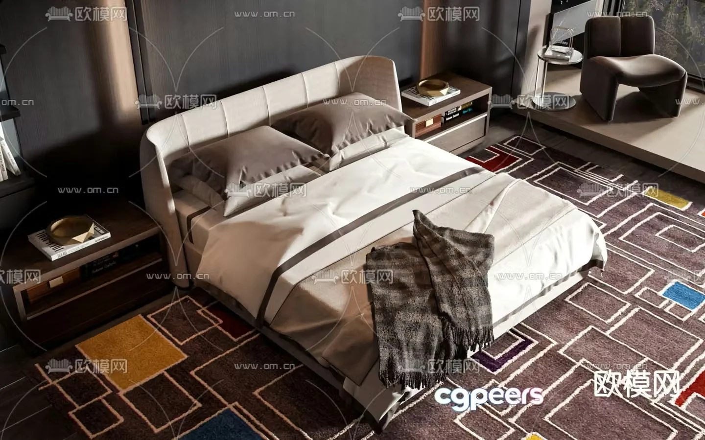 Commercial bed double bed 3d model