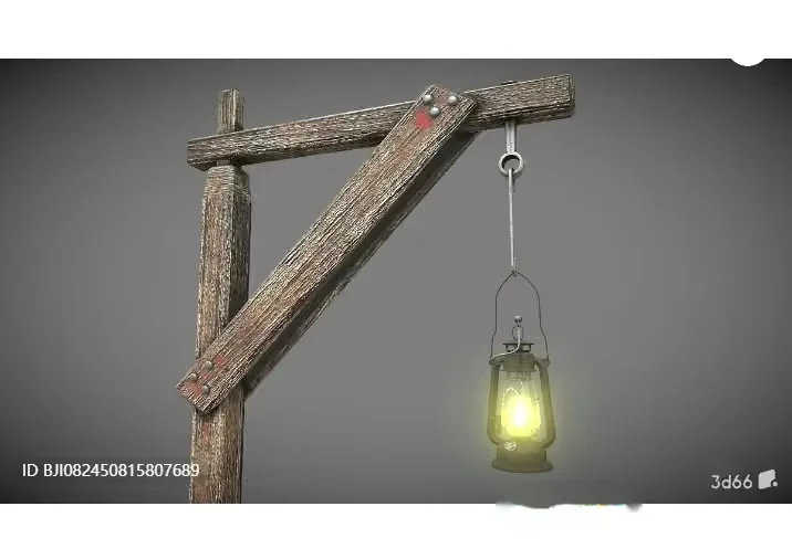 Old Wooden Beam With Lantern 3D Model – 2263 – VRAY Render