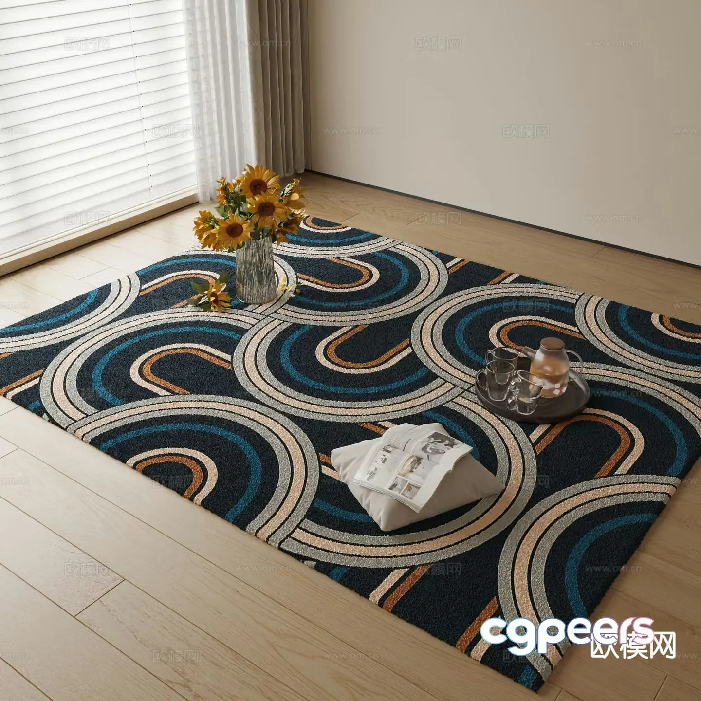 Modern carpet square rug 3d model