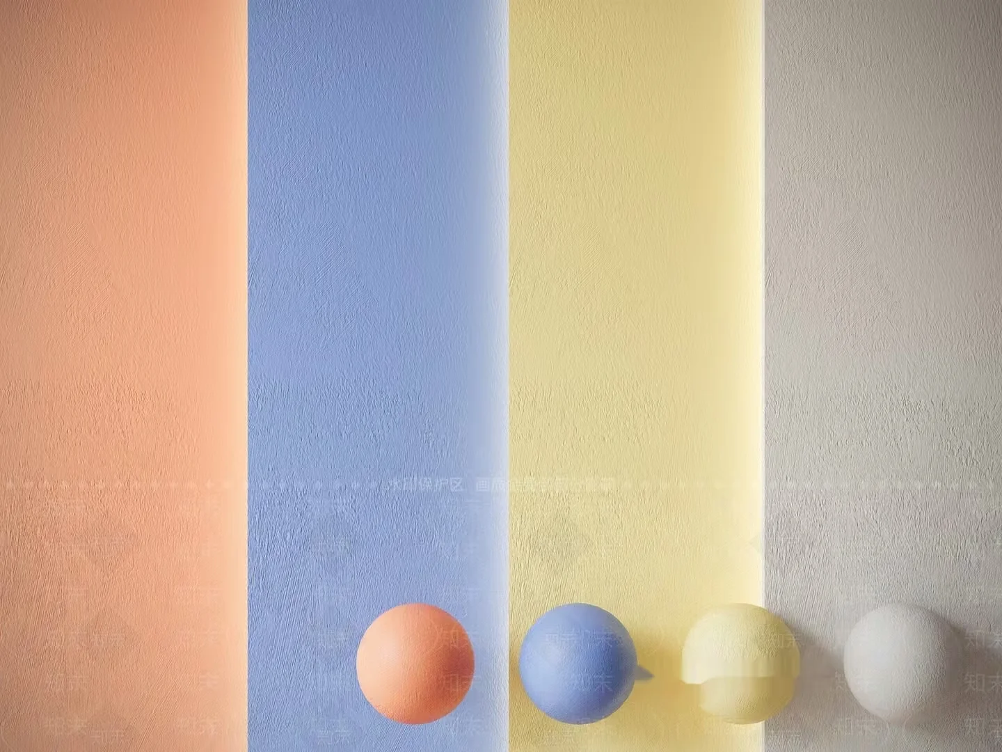 Pastel-Colored Wall With Balls 3D Model – 17431 – VRAY Render