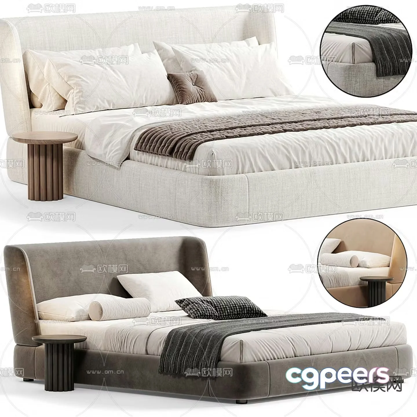Modern double bed 3d model