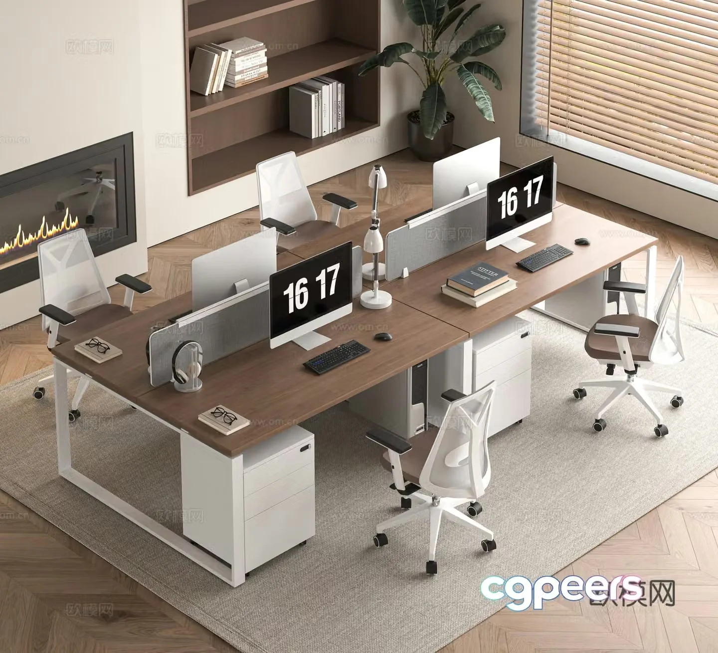 Modern office desk and chair combination 3D model