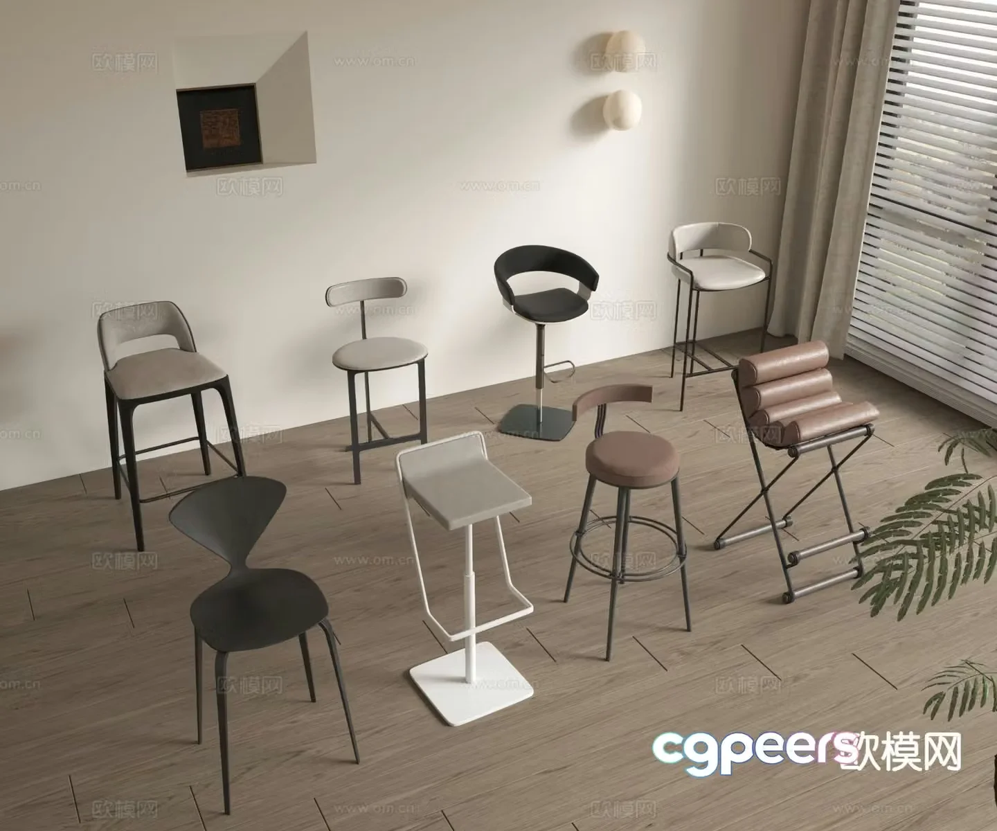 Modern bar stool bar stool high stool 3d model