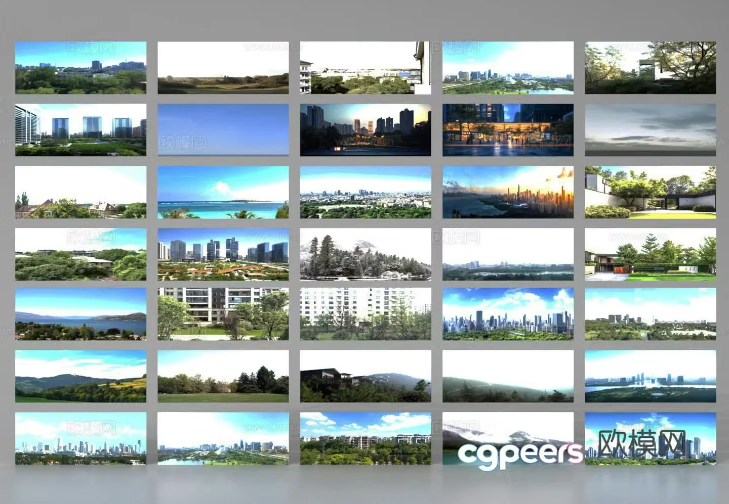 Outdoor landscape Surround background City exterior garden background Seaside exterior 3d model