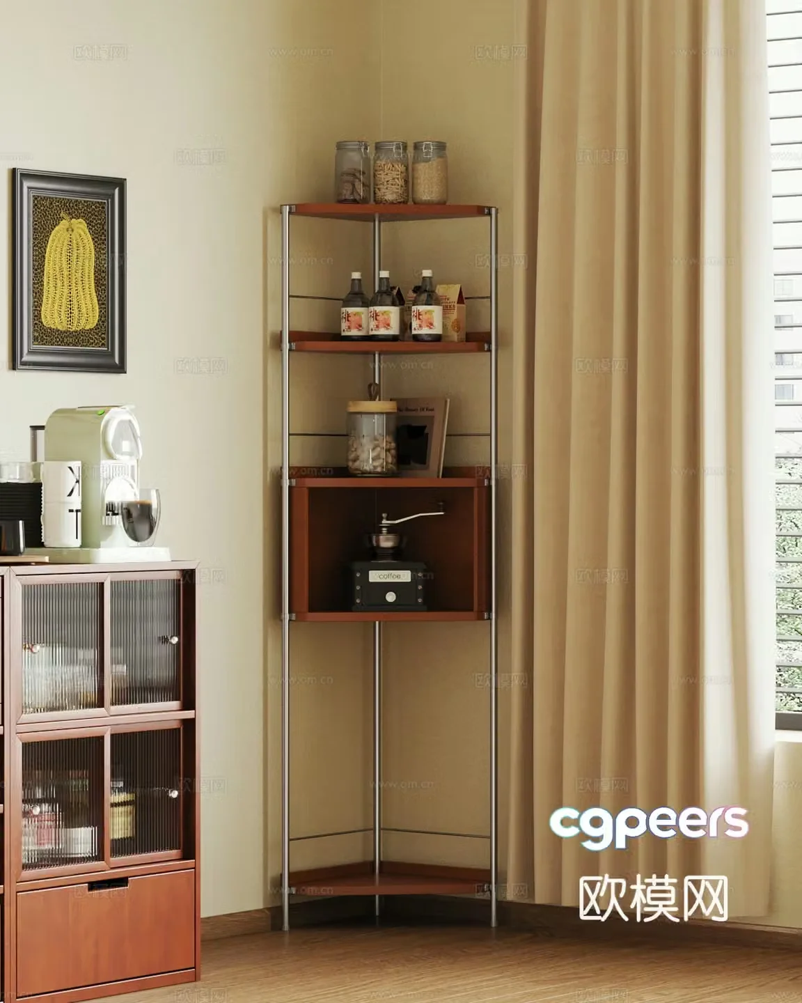 Middle-aged corner cabinet cabinet 3D model