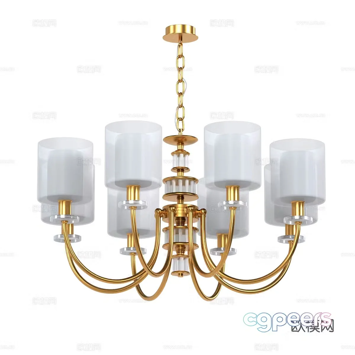 Light luxury multi-head chandelier 3D model