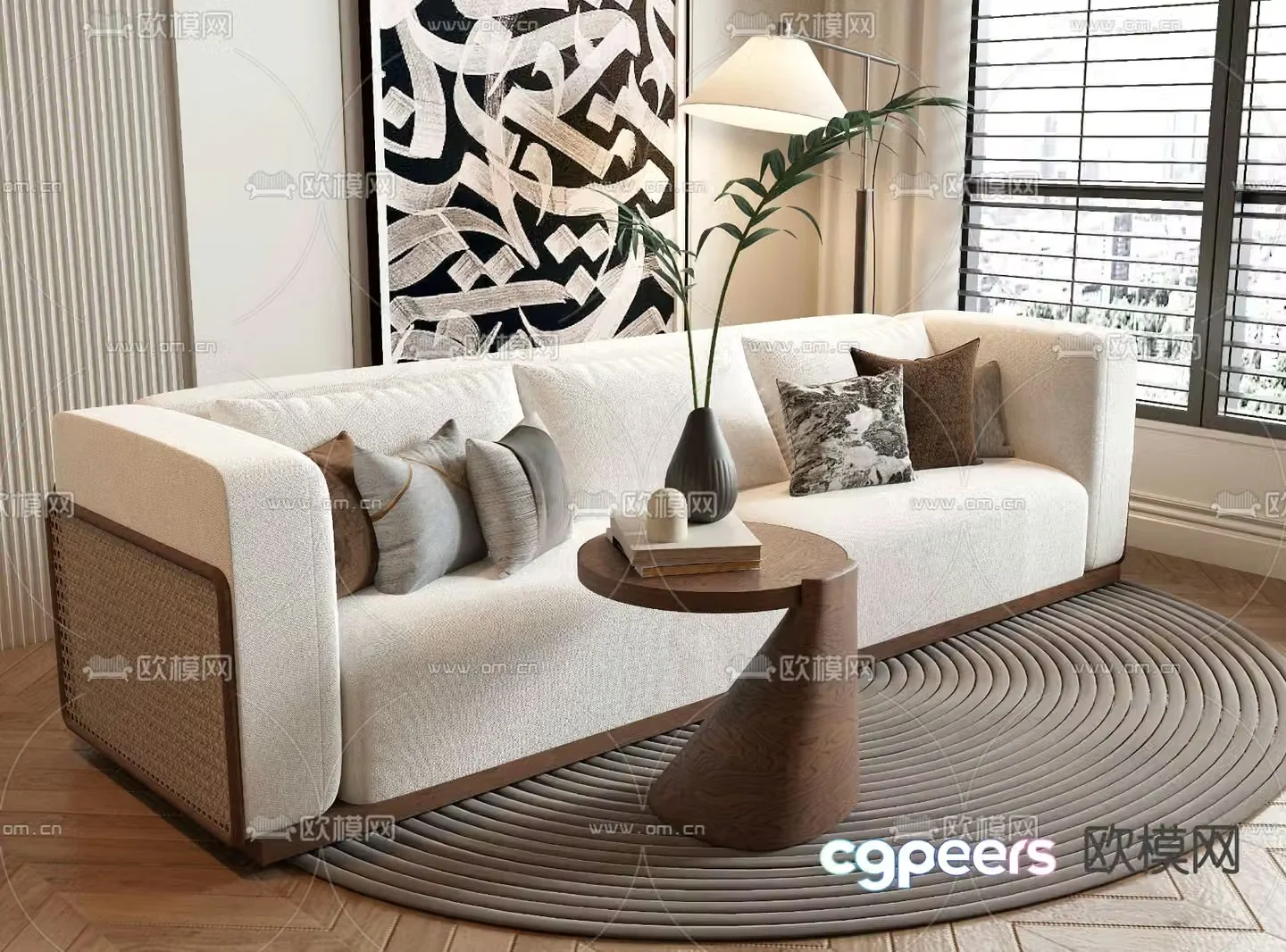 Medieval style leisure sofa multi-person sofa 3D model