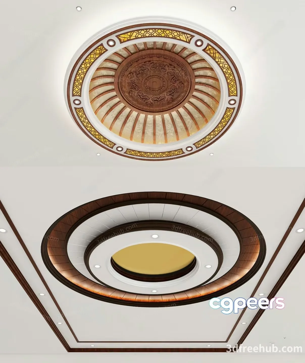 A Ceiling With Two Circular Designs 3D Model – 23311 – VRAY Render