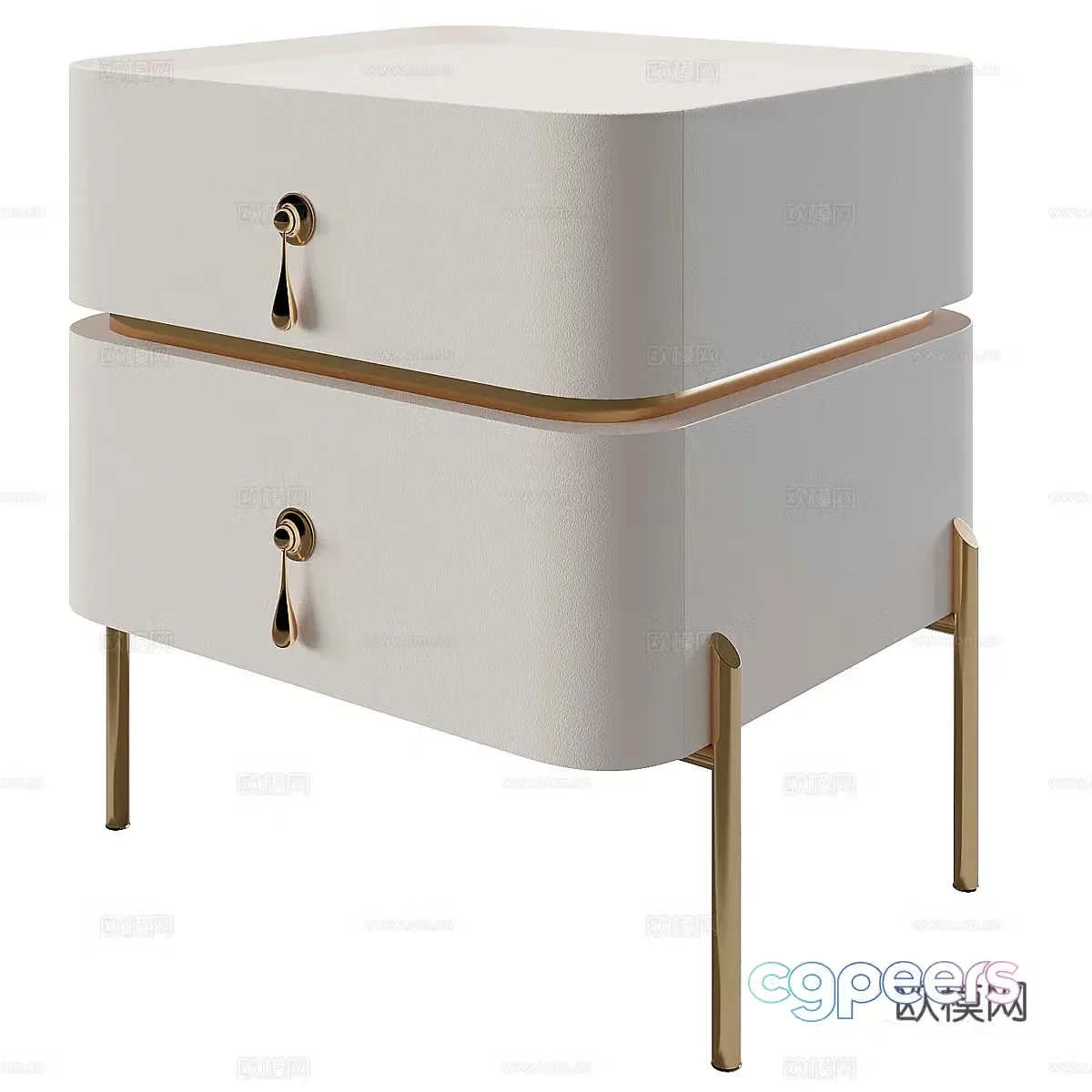 Modern light luxury bedside table 3D model
