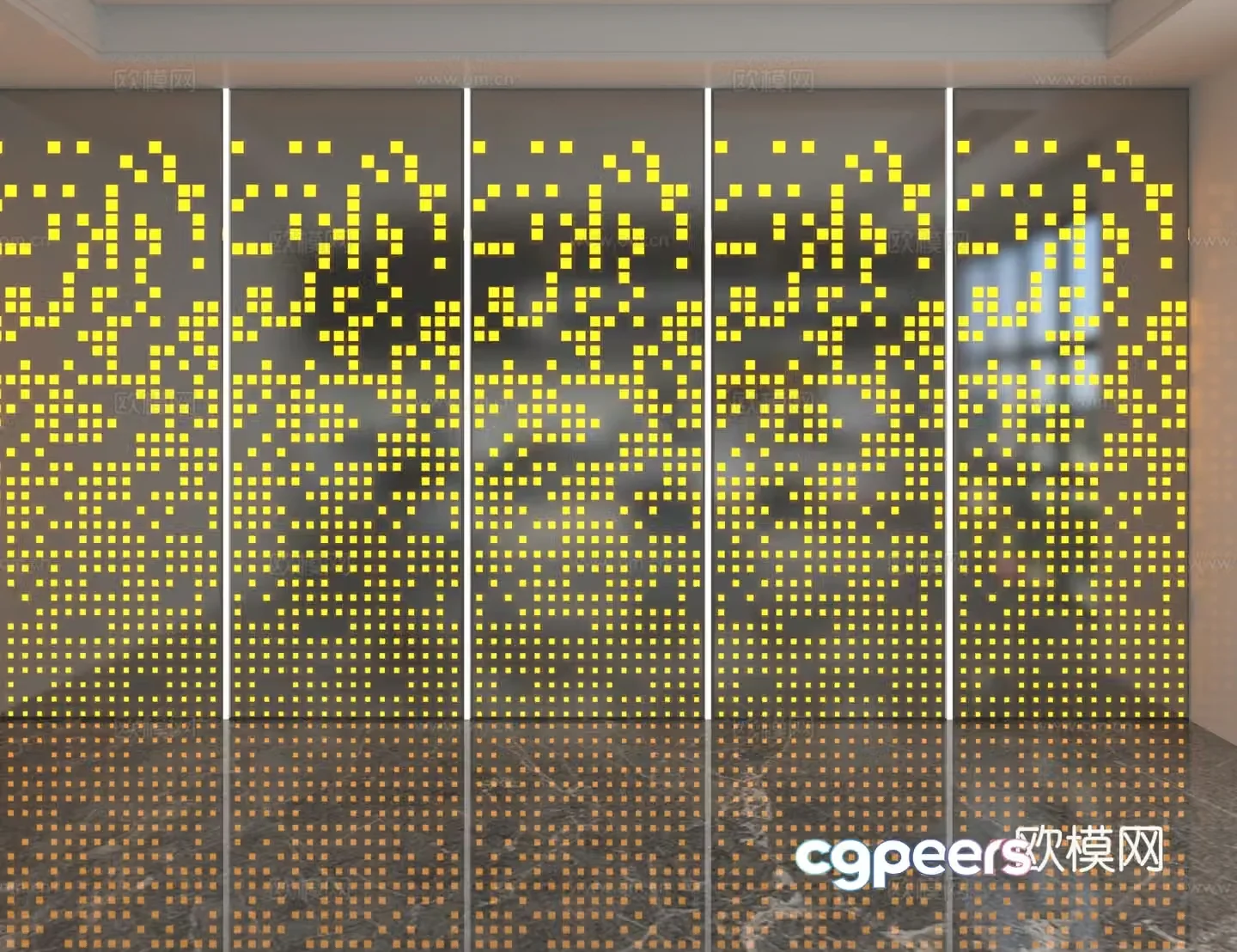 Modern punched board luminous board perforated board wainscoting 3d model