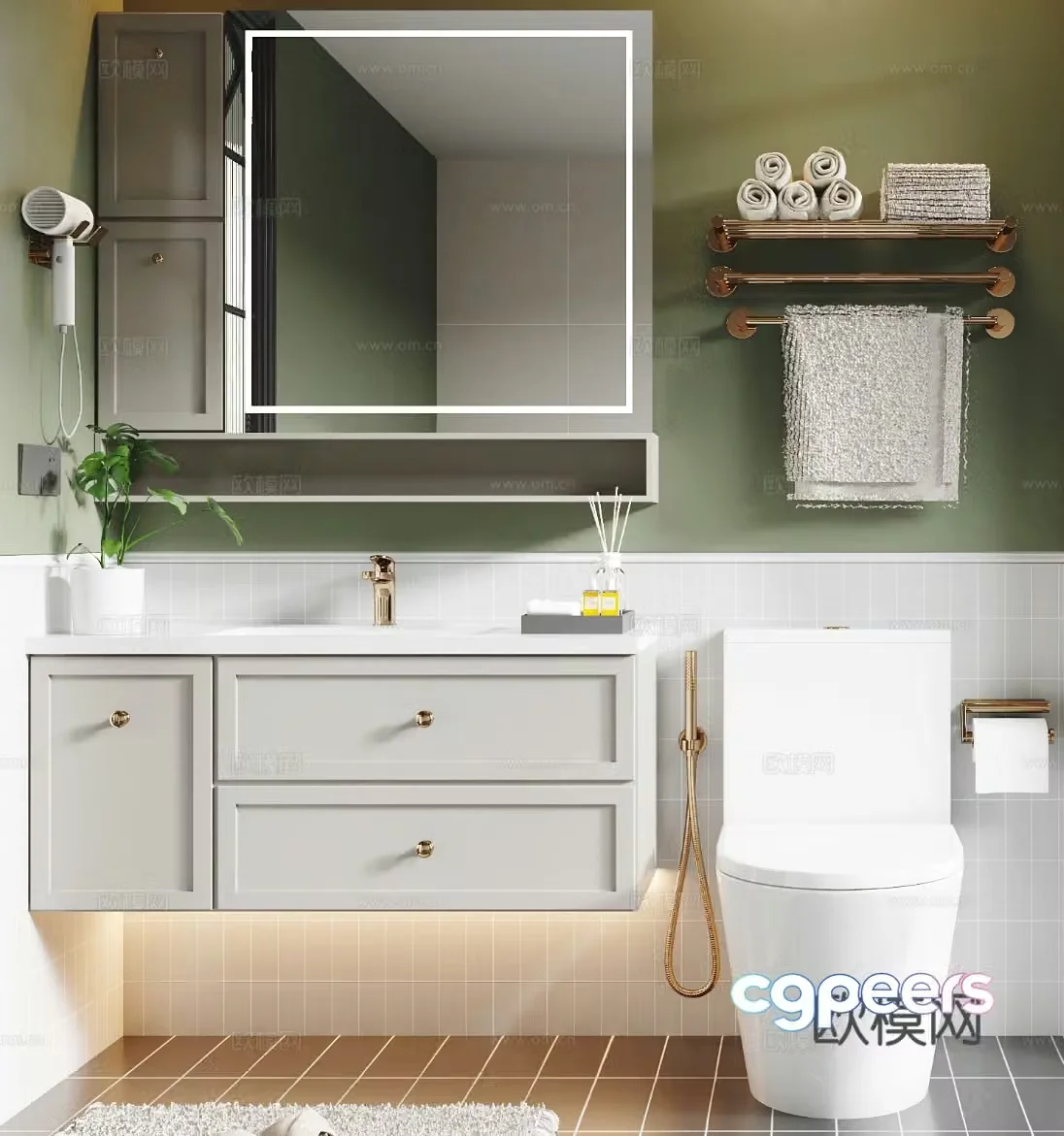 French bathroom cabinet 3D model