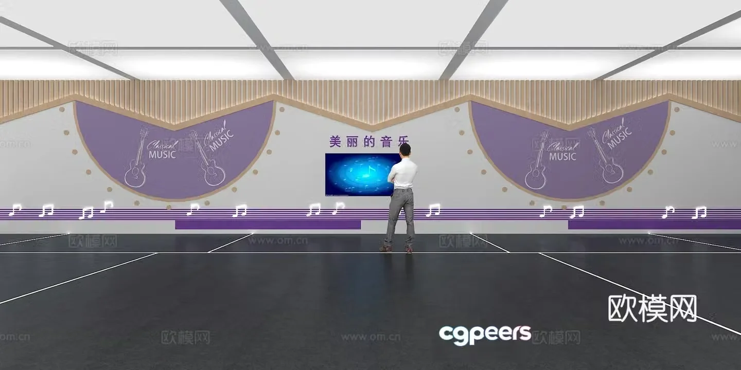 Cultural wall Music culture wall Display wall Classroom Exhibition hall Campus culture Corridor Teaching 3D model