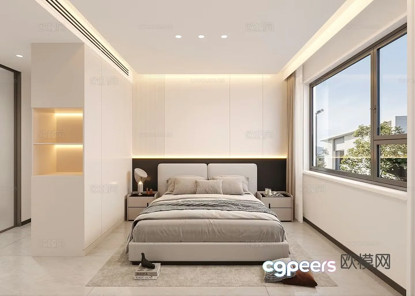 Creamy Bedroom 3d Model