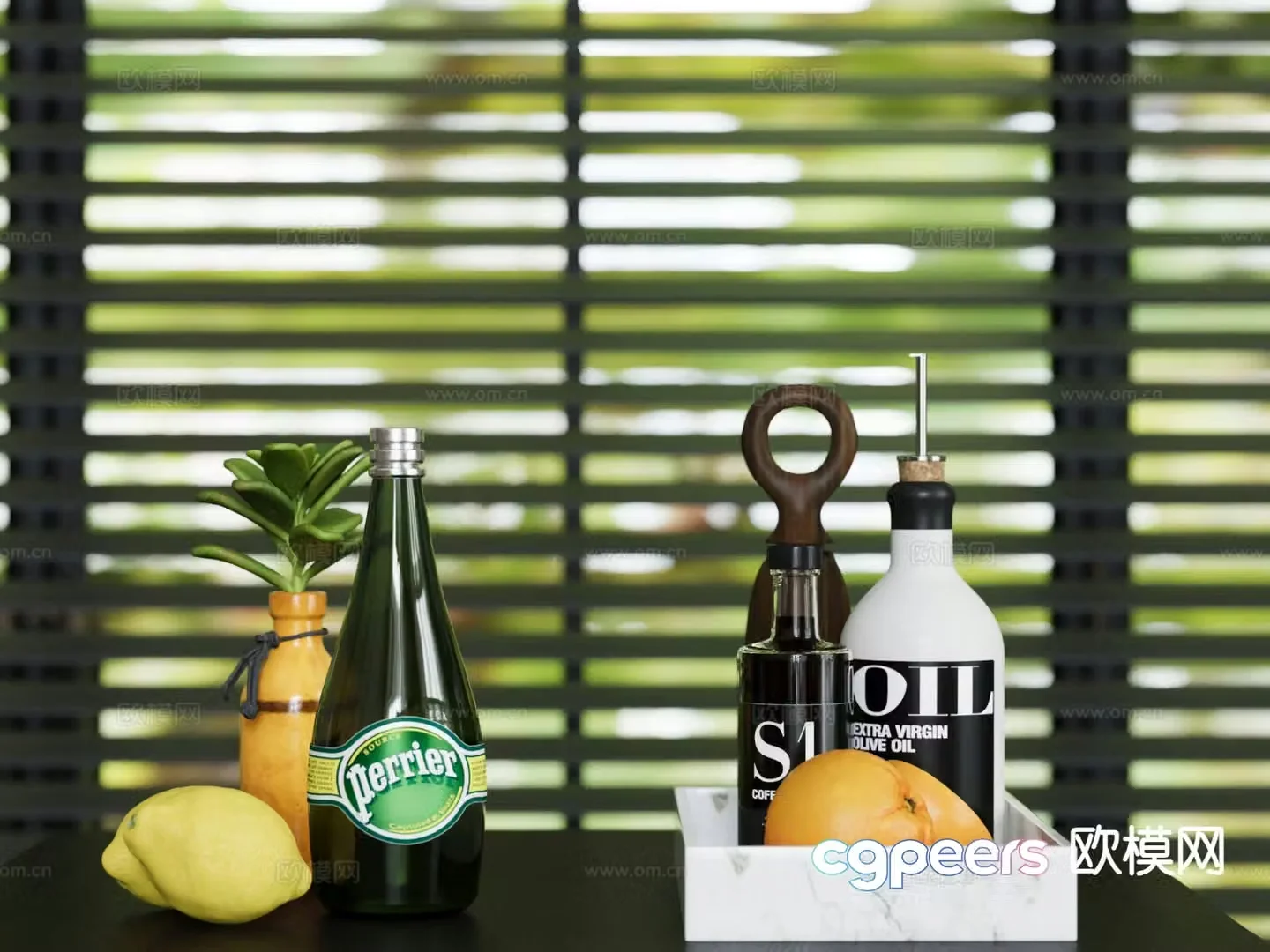 Modern drinks fruit ornaments lemon drinks 3d model